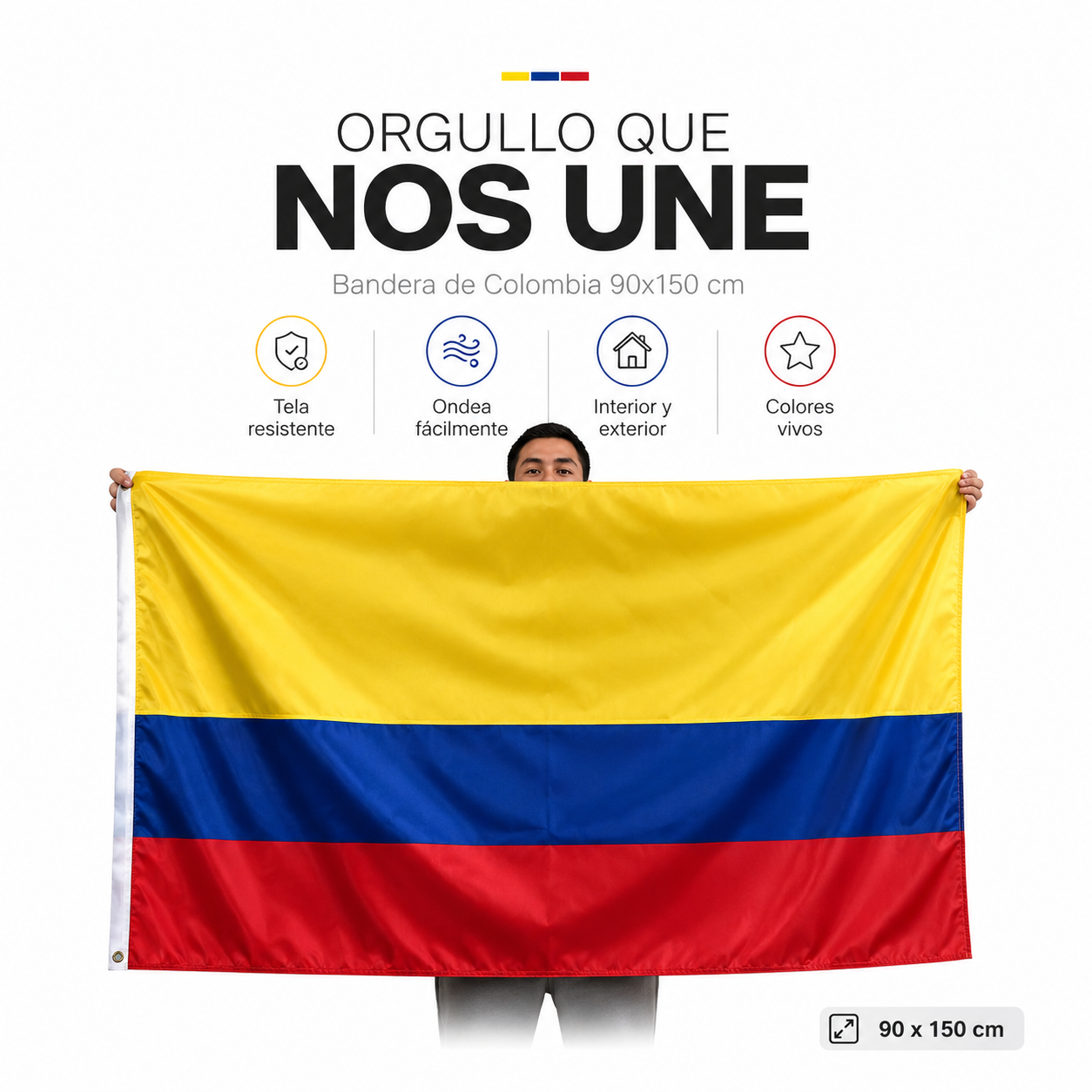 Bandera Colombia Premium 90x150 cm | Tela Resistente para Interior y Exterior
