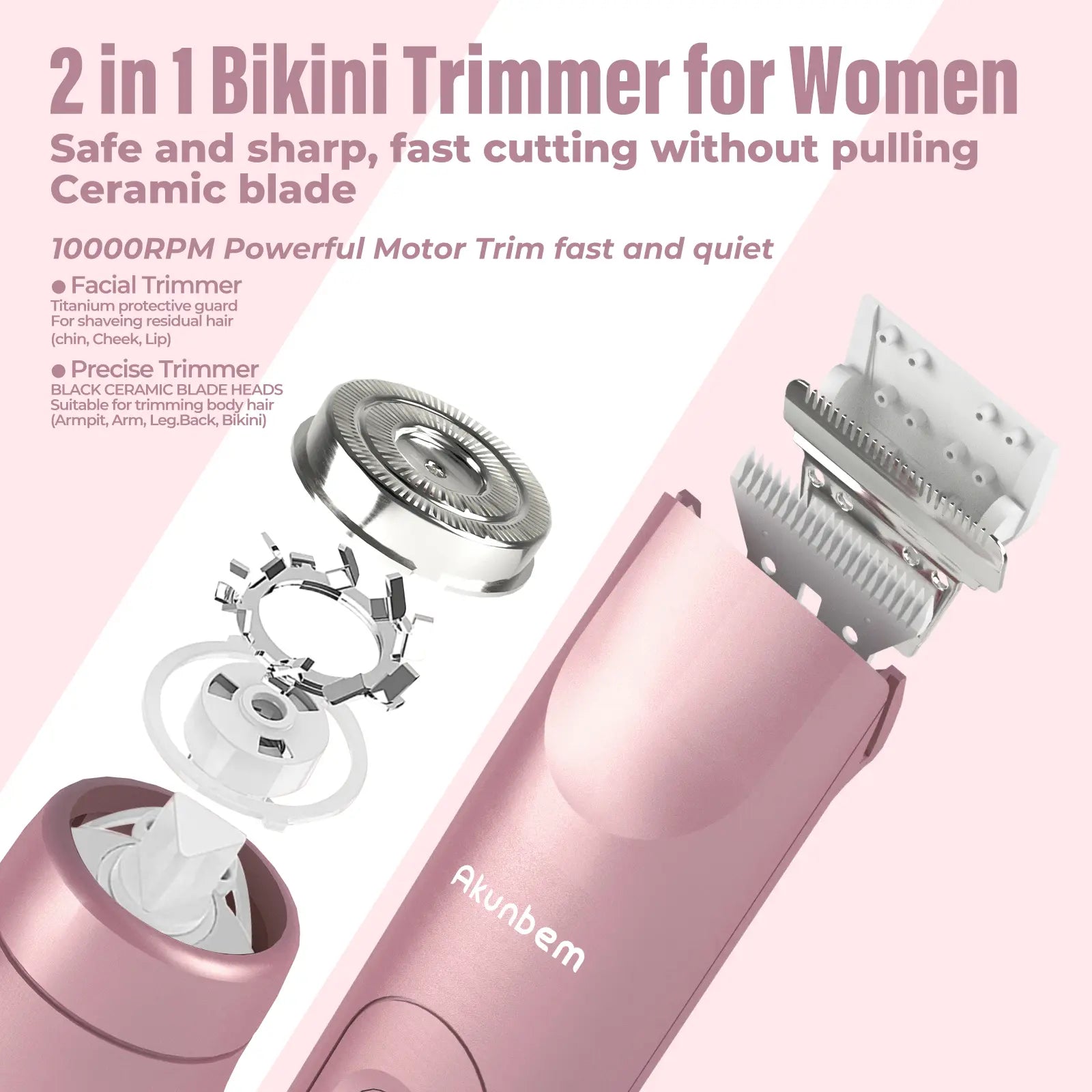 Recortadora íntima y facial 2 en 1 para mujer